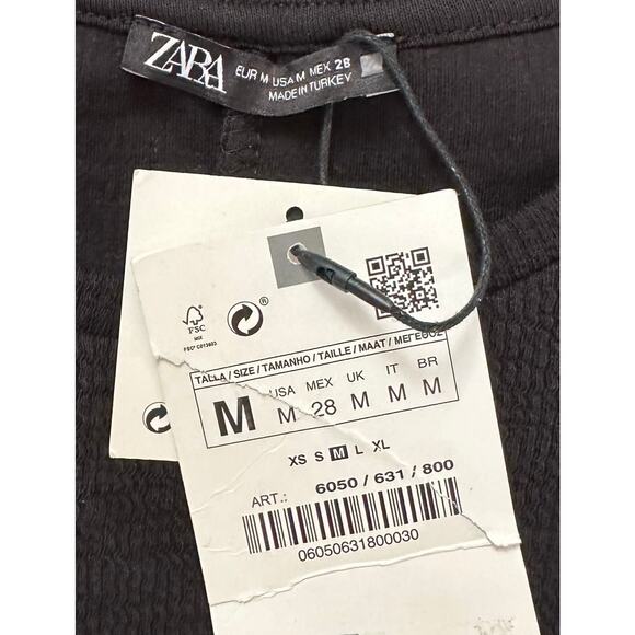 NWT Zara Ribbed Bodycon Dress Black Sleeveless Knit Size M - Picture 14 of 15